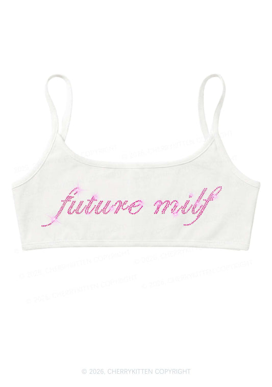 Rhinestone Pink Future Mxxf Y2K Super Crop Cami Cherrykitten