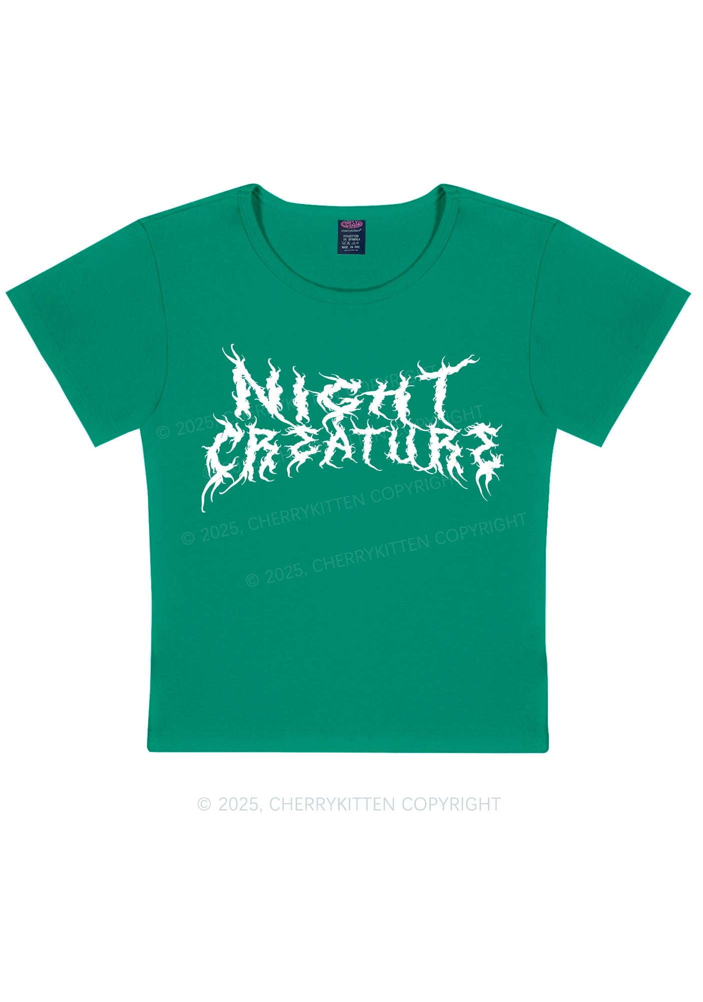 Night Creature Y2K Baby Tee Cherrykitten