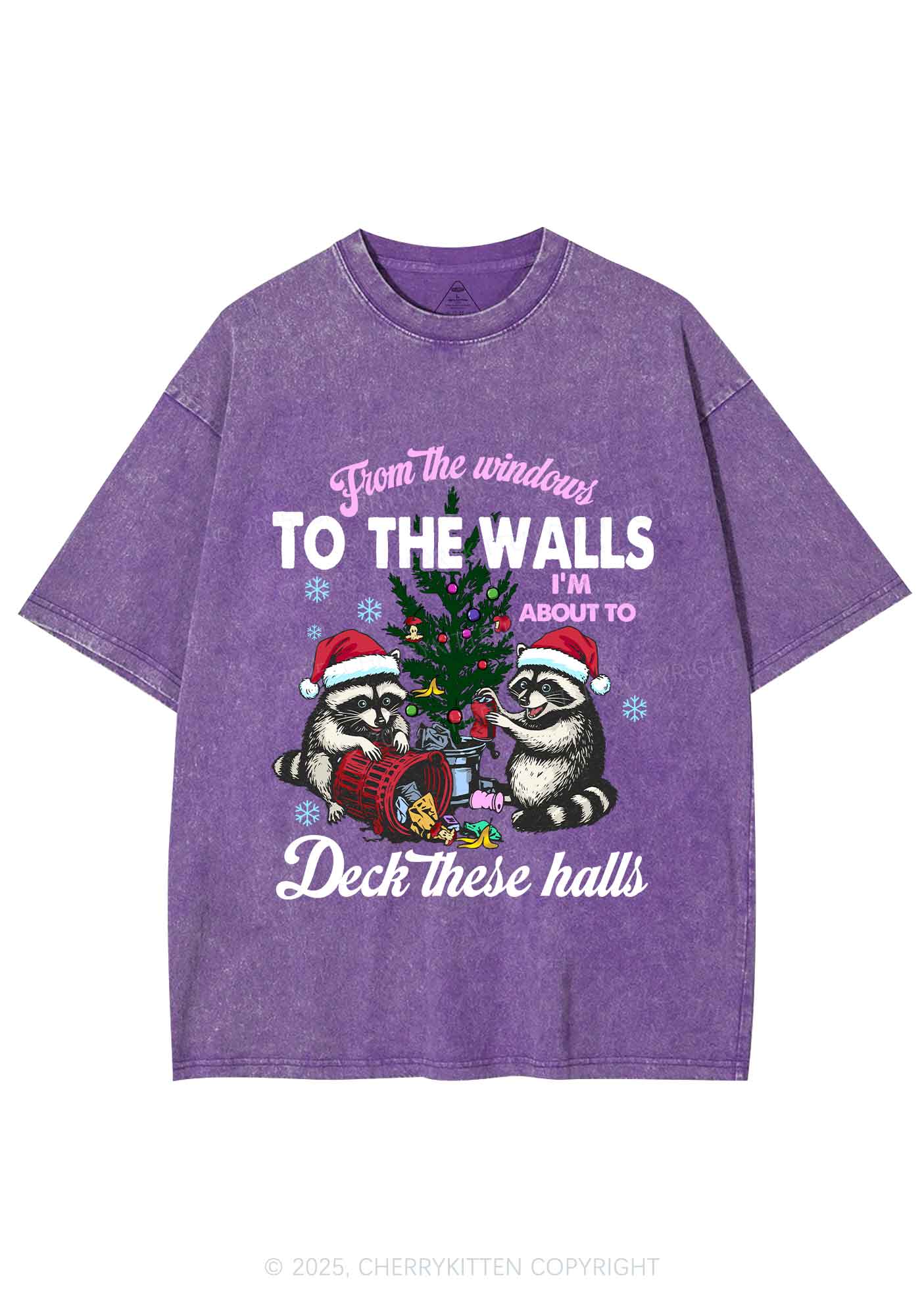 Christmas To The Walls Y2K Shirts Washed Tee Cherrykitten