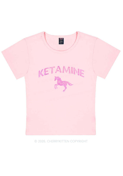Rhinestone Pink K Unicorn Y2K Baby Tee Cherrykitten