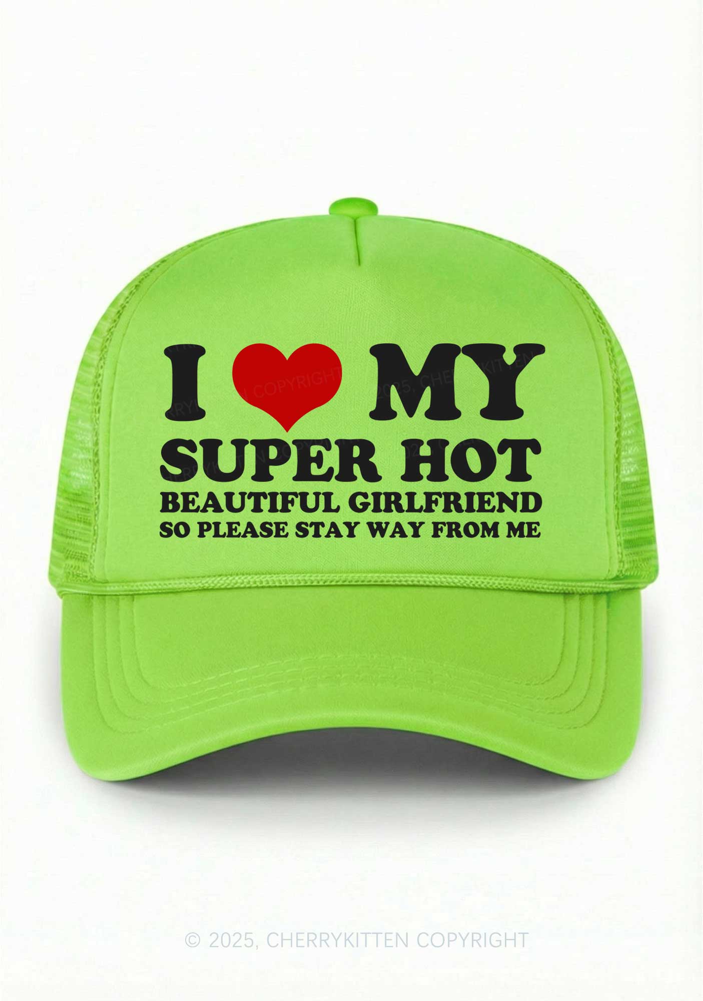 Love My Super Hot GF Valentine's Day Y2K Trucker Hat Cherrykitten