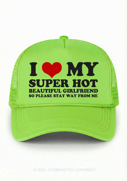 Love My Super Hot GF Valentine's Day Y2K Trucker Hat Cherrykitten