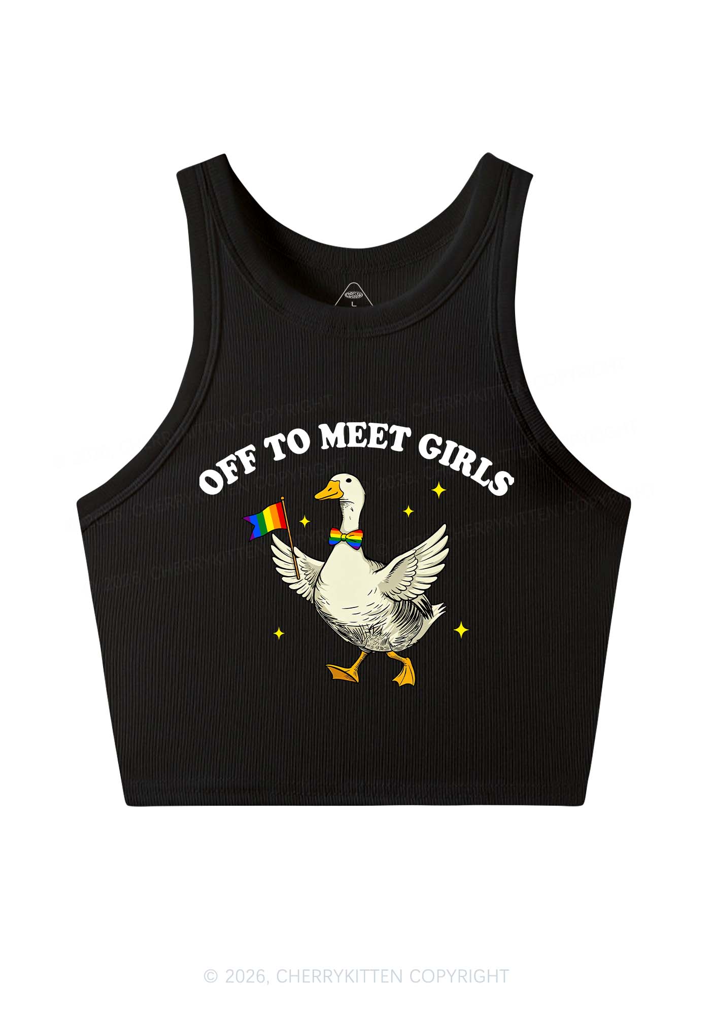 Off To Meet Girls Pride Y2K Crop Tank Top Cherrykitten