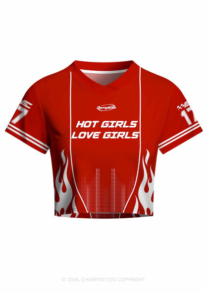 Hot Girls Love Girls Pride Y2K Crop Football Jersey Shirts Cherrykitten