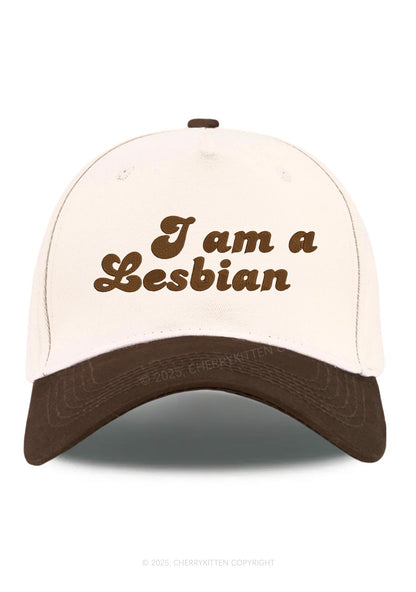 Embroidered Im Lesbian Pride Y2K Color Block Baseball Cap Cherrykitten