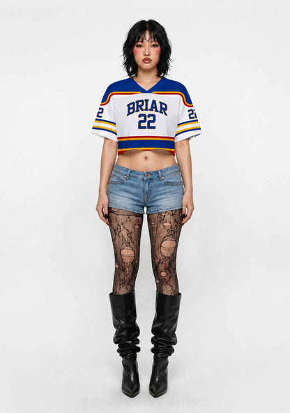 Retro White Hockey Team JL Y2K Crop Sport Jersey Shirts Cherrykitten