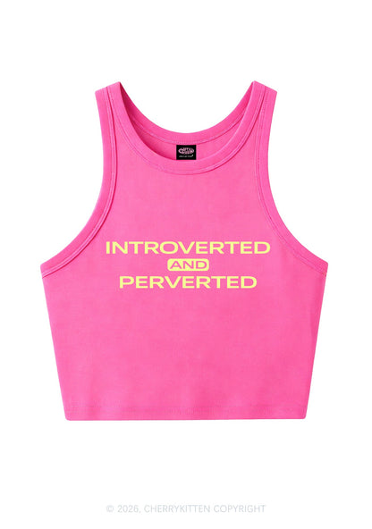 Introverted And Perverted Y2K Crop Tank Top Cherrykitten