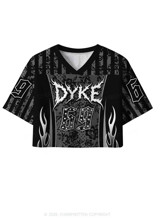 Punk Rivets Dyke Pride Y2K Crop Sport Jersey Shirts Cherrykitten