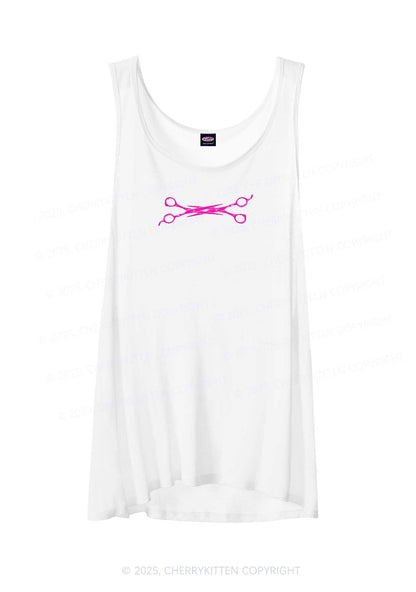 Pink Scissor Pride Y2K Sheer Boyfriend Tank Cherrykitten
