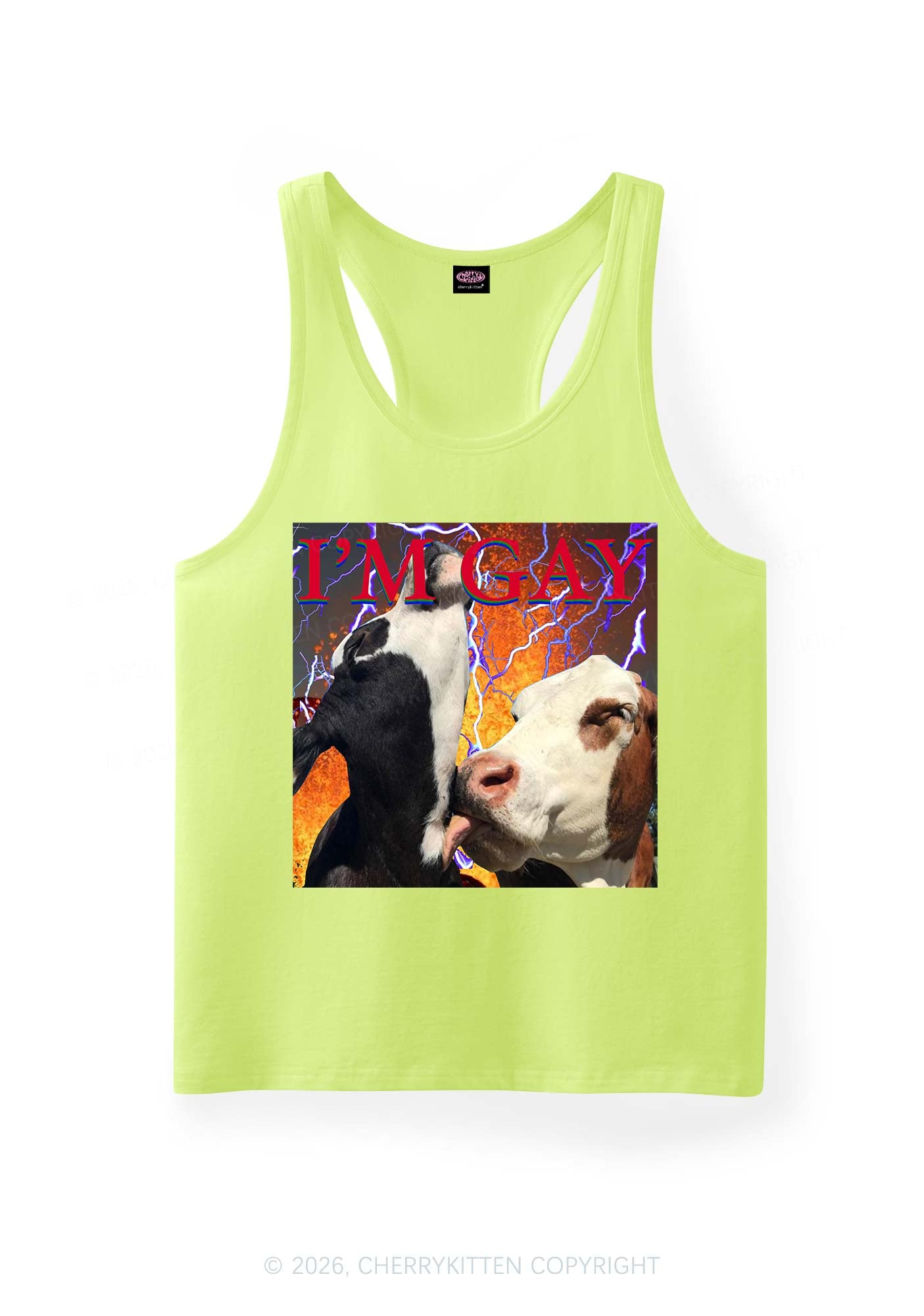 Gay Cow Play Pride Y2K Men Racerback Tank Top Cherrykitten