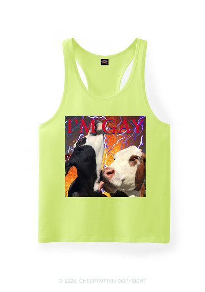 Gay Cow Play Pride Y2K Men Racerback Tank Top Cherrykitten