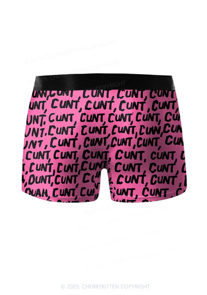 Black Cxxt On Pink Valentine's Day Y2K Print Couples Boxer Thong Set Cherrykitten