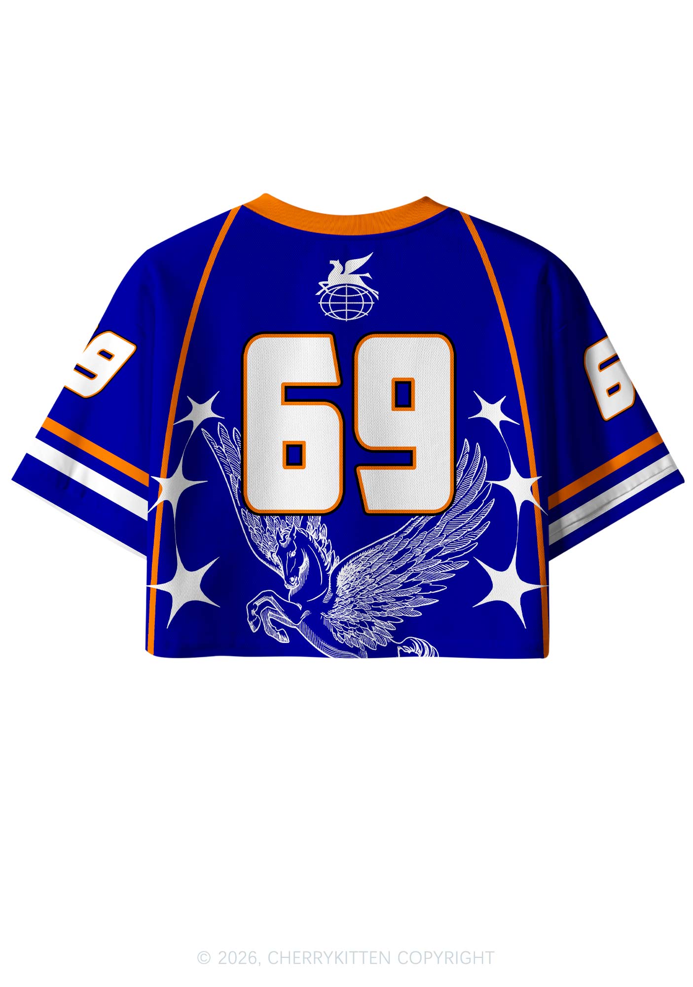 Dark Blue Live Laugh Lobotomy Y2K Crop Sport Jersey Shirts Cherrykitten
