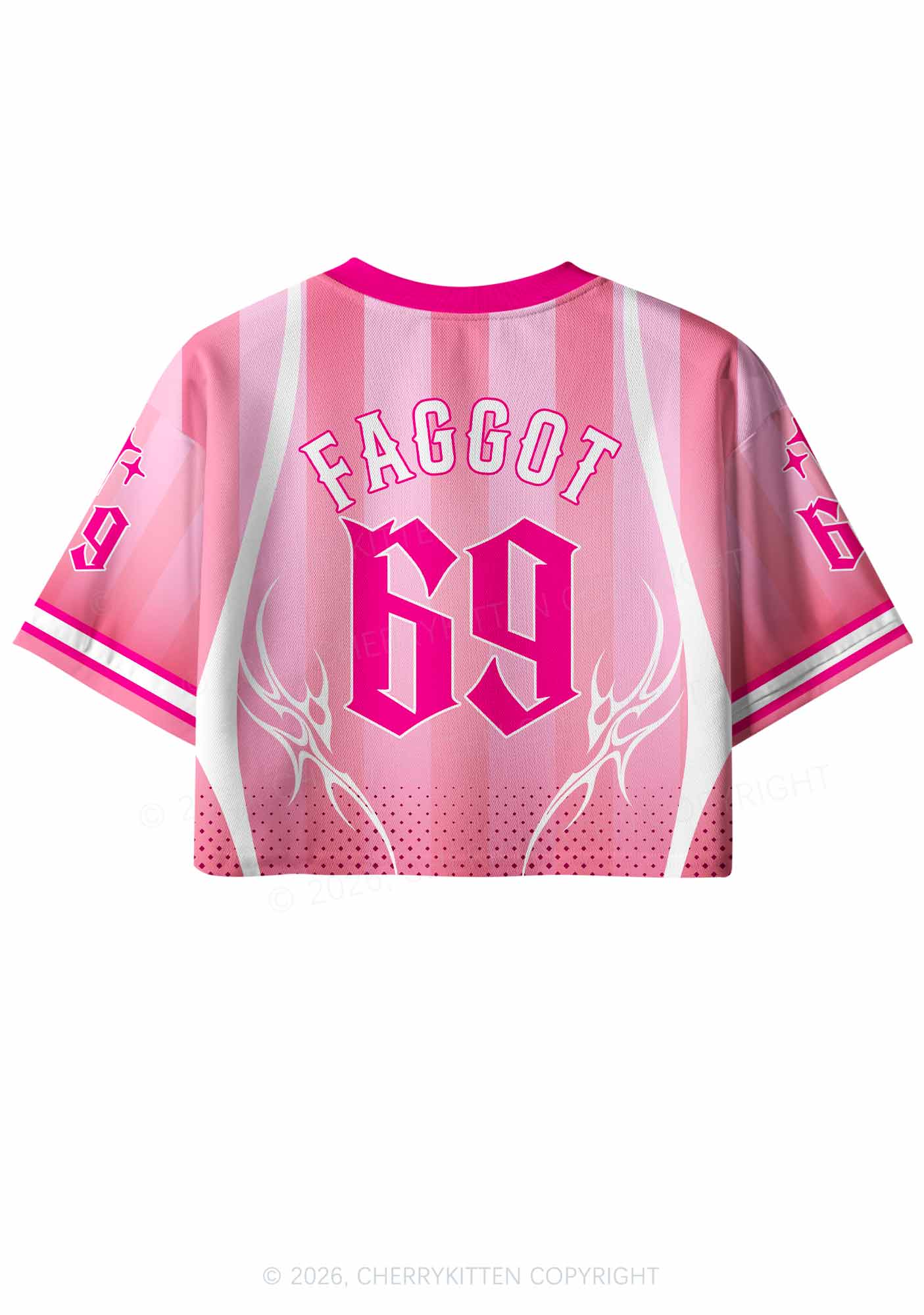 Pink Faggot Heart Pride Y2K Crop Sport Jersey Shirts Cherrykitten