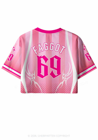 Pink Faggot Heart Pride Y2K Crop Sport Jersey Shirts Cherrykitten