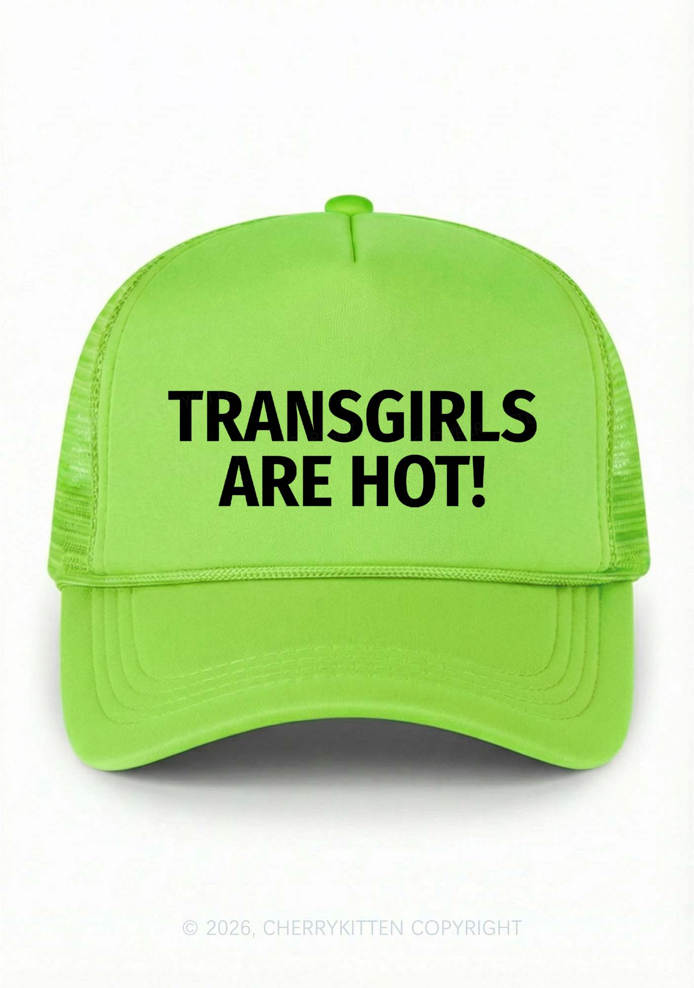 Transgirls Are Hot Pride Y2K Trucker Hat Cherrykitten