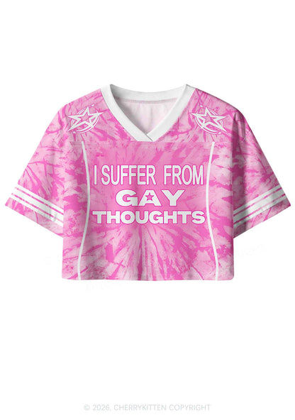 Pink Tie Dye Gay Thoughts Pride Y2K Crop Sport Jersey Shirts Cherrykitten
