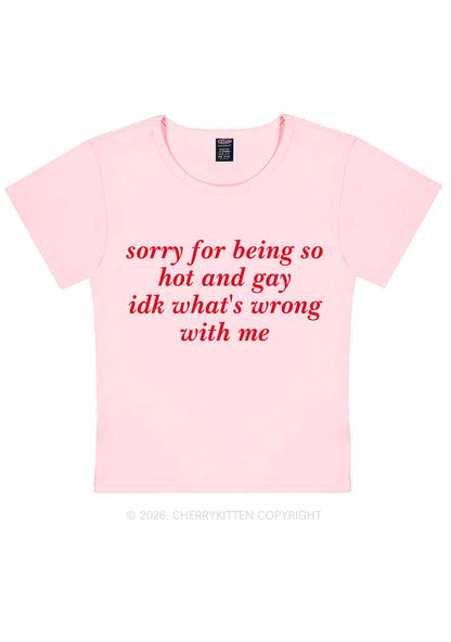 Sorry For Being Gay Pride Y2K Baby Tee Cherrykitten