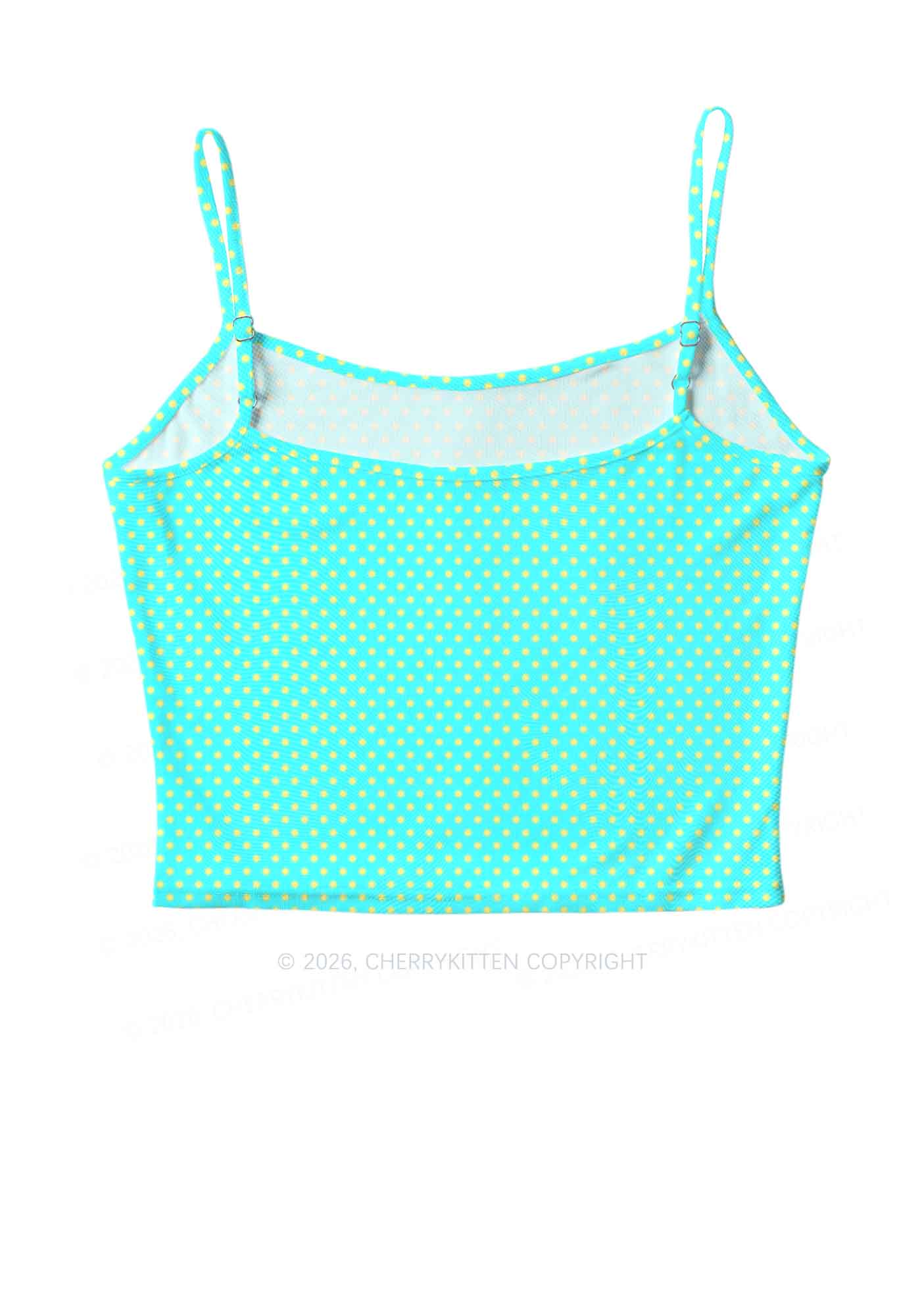Yellow Dots On Green Y2K Mesh Cami Tank Cherrykitten