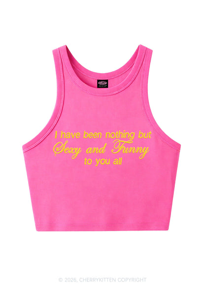 Embroidered I Have Been Nothing Y2K Crop Tank Top Cherrykitten