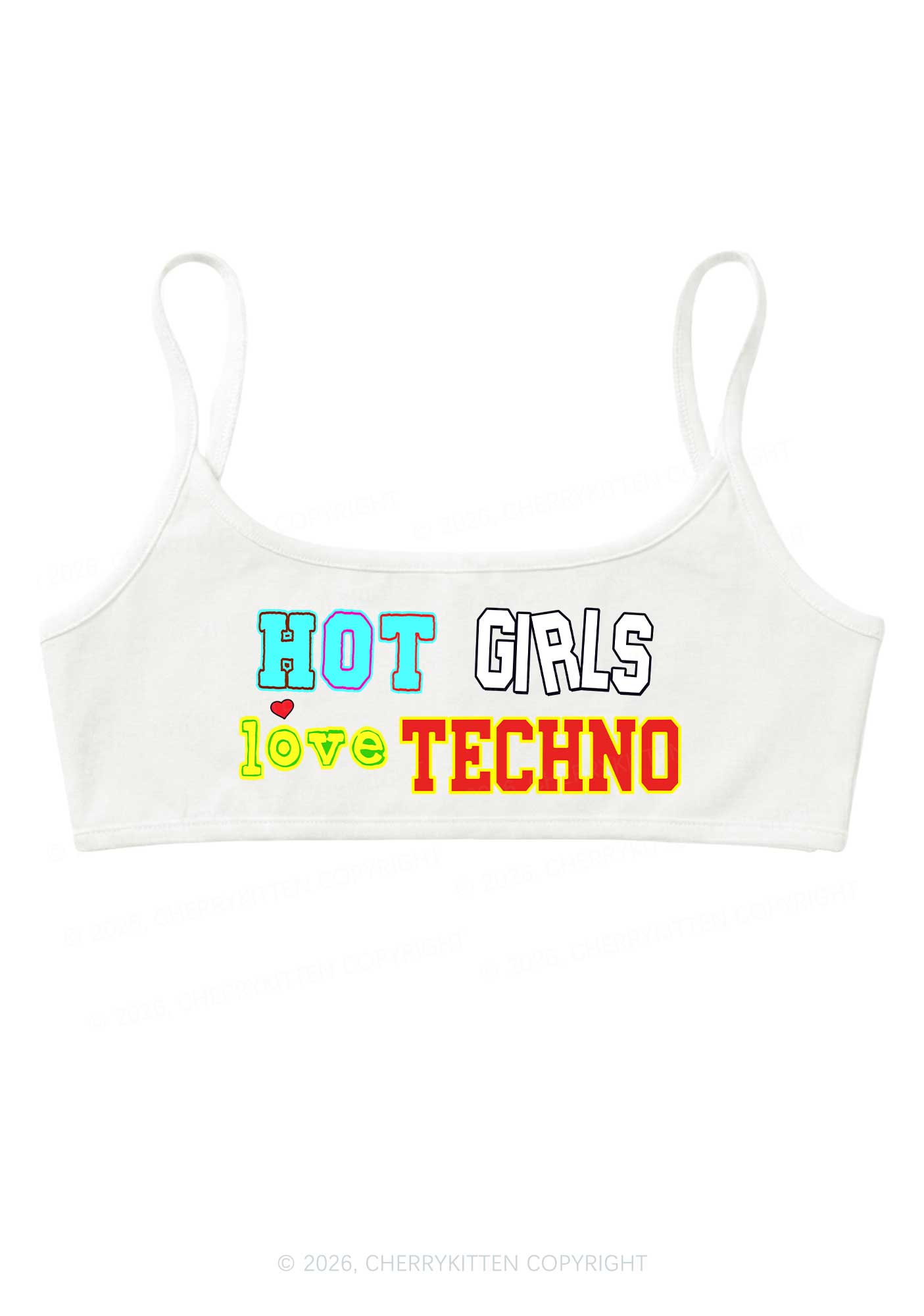 Hot Girls Love Techno Y2K Super Crop Cami Cherrykitten