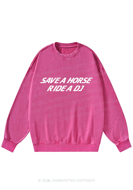 Ride A DJ Y2K Washed Sweatshirts Cherrykitten
