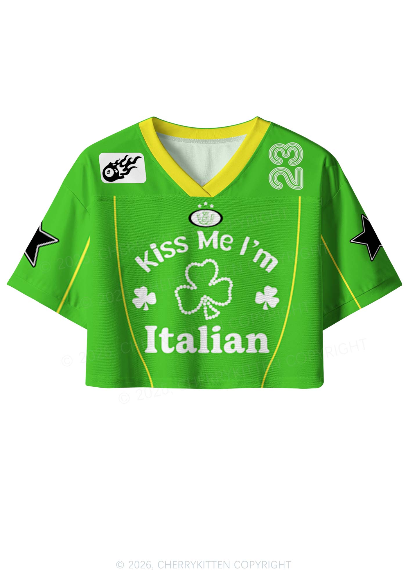 Custom Kiss Me Im Italian St Patricks Y2K Crop Sport Jersey Shirts Cherrykitten