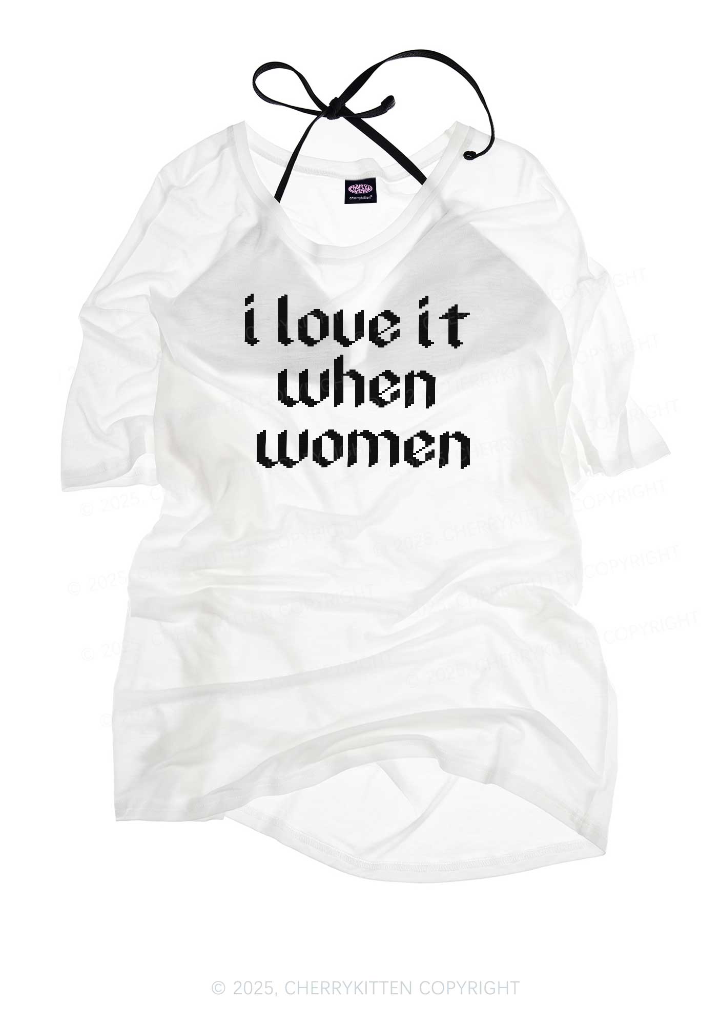 I Love It When Women Pride Y2K Sheer Boyfriend Tee Cherrykitten