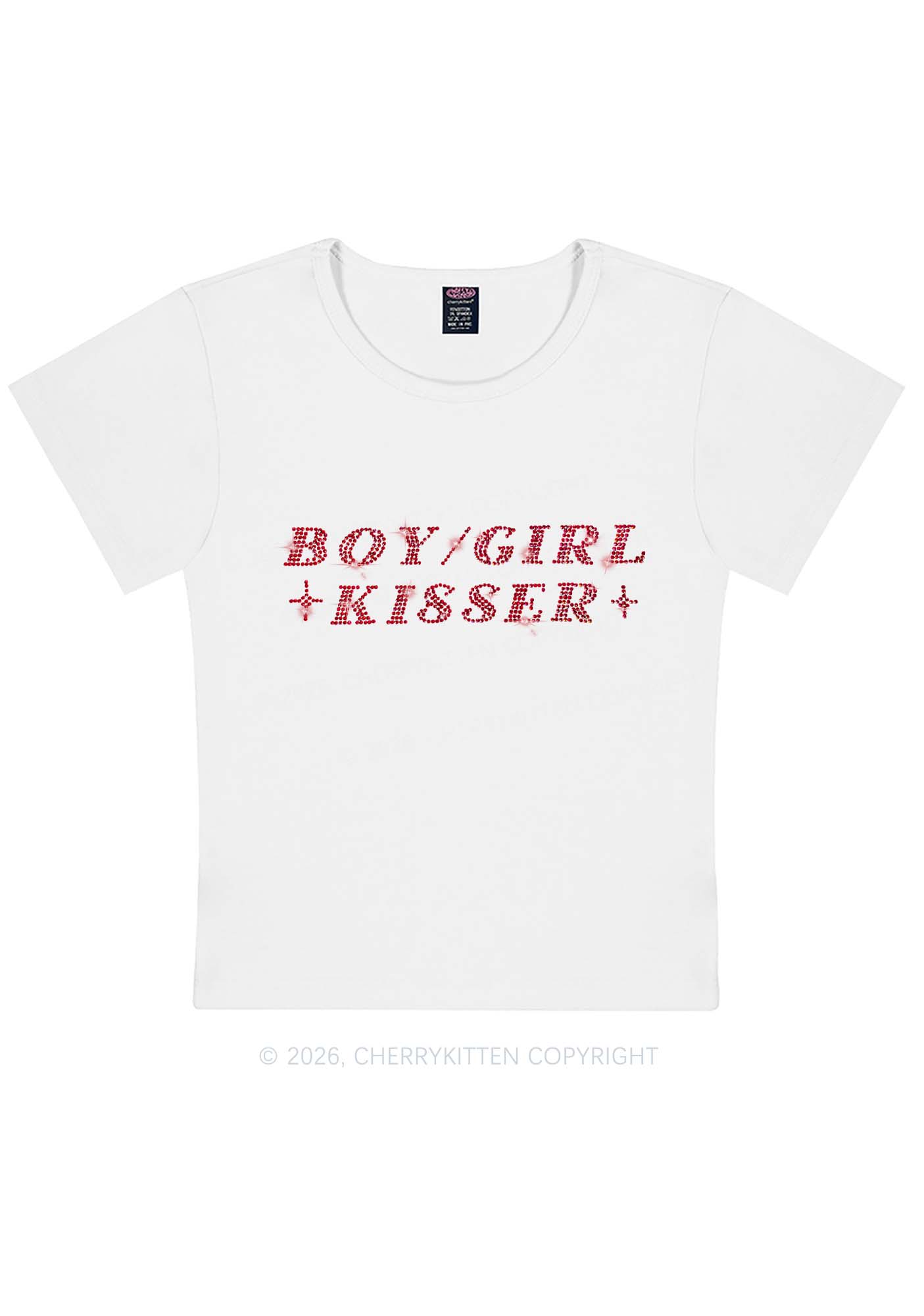 Rhinestone Boy Girl Kisser Pride Y2K Baby Tee Cherrykitten