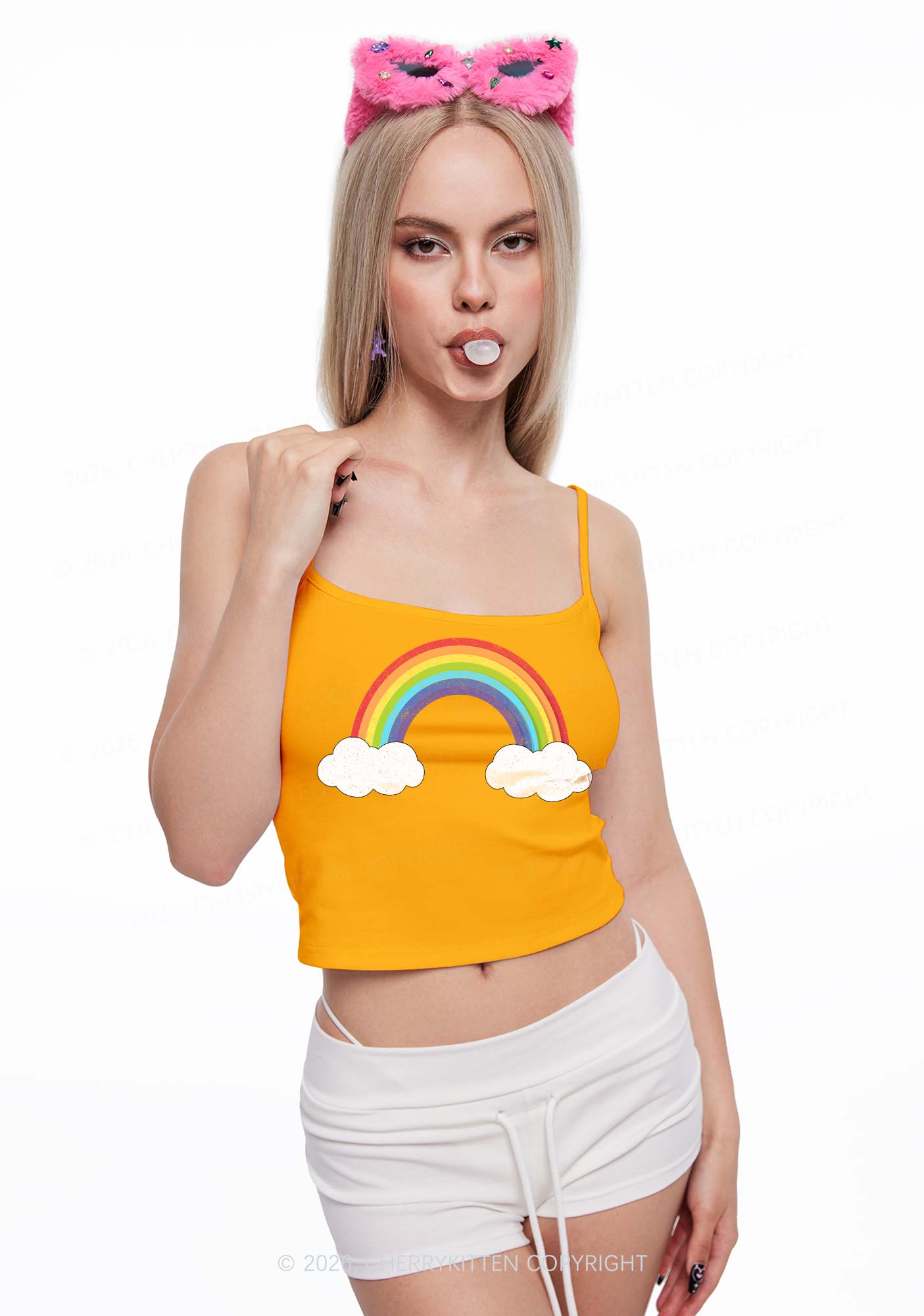 Rainbow Cloud Pride Y2K Spaghetti Strap Cami Cherrykitten