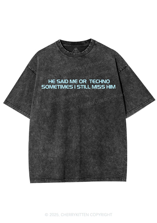 Me Or Techno Y2K Shirts Washed Tee Cherrykitten