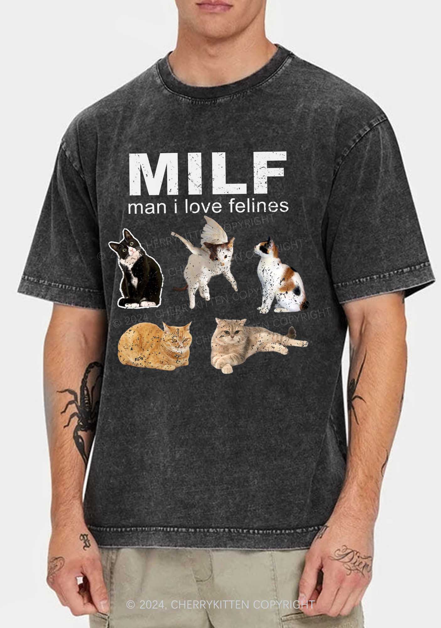 Mxxf Felines Y2K Washed Tee Cherrykitten