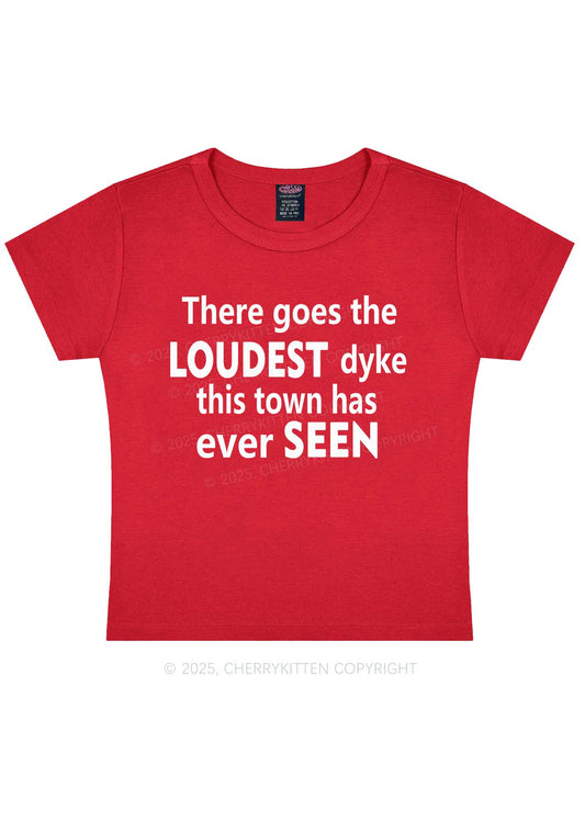 The Loudest Dyke Y2K Baby Tee Cherrykitten