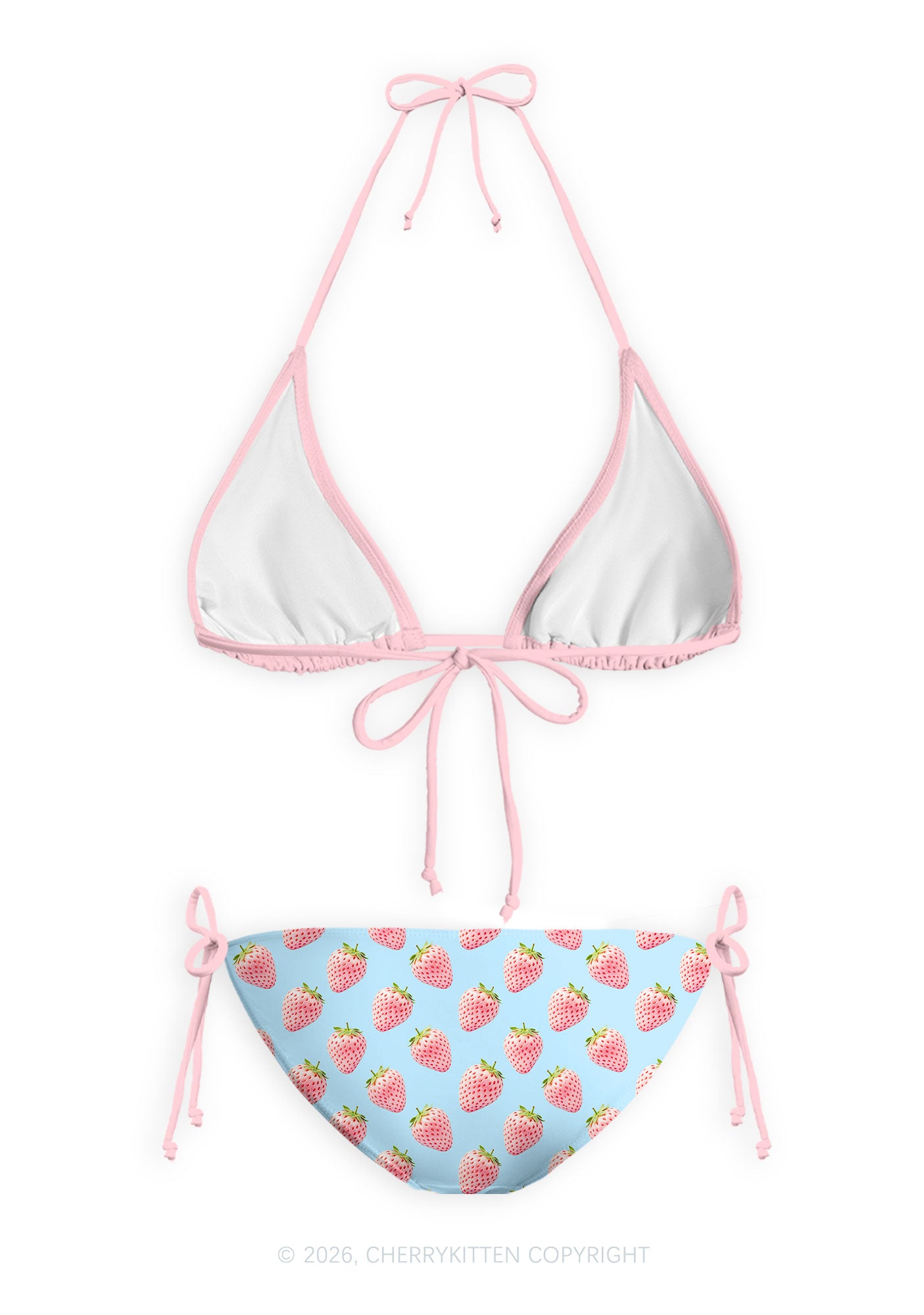Eat Your Girl Out Strawberry Pride Y2K Print Bikini Set Cherrykitten