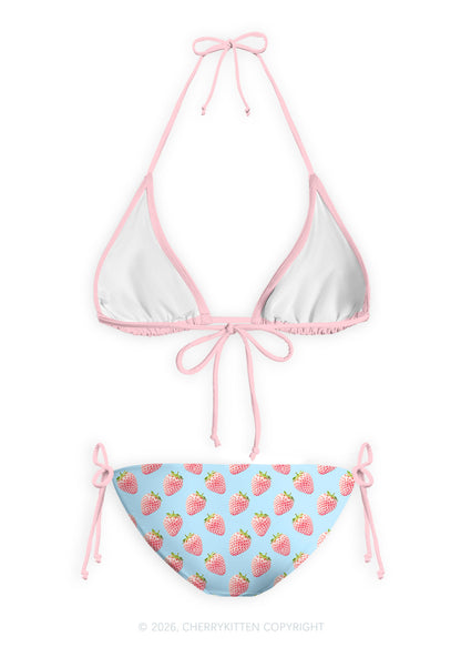 Eat Your Girl Out Strawberry Pride Y2K Print Bikini Set Cherrykitten