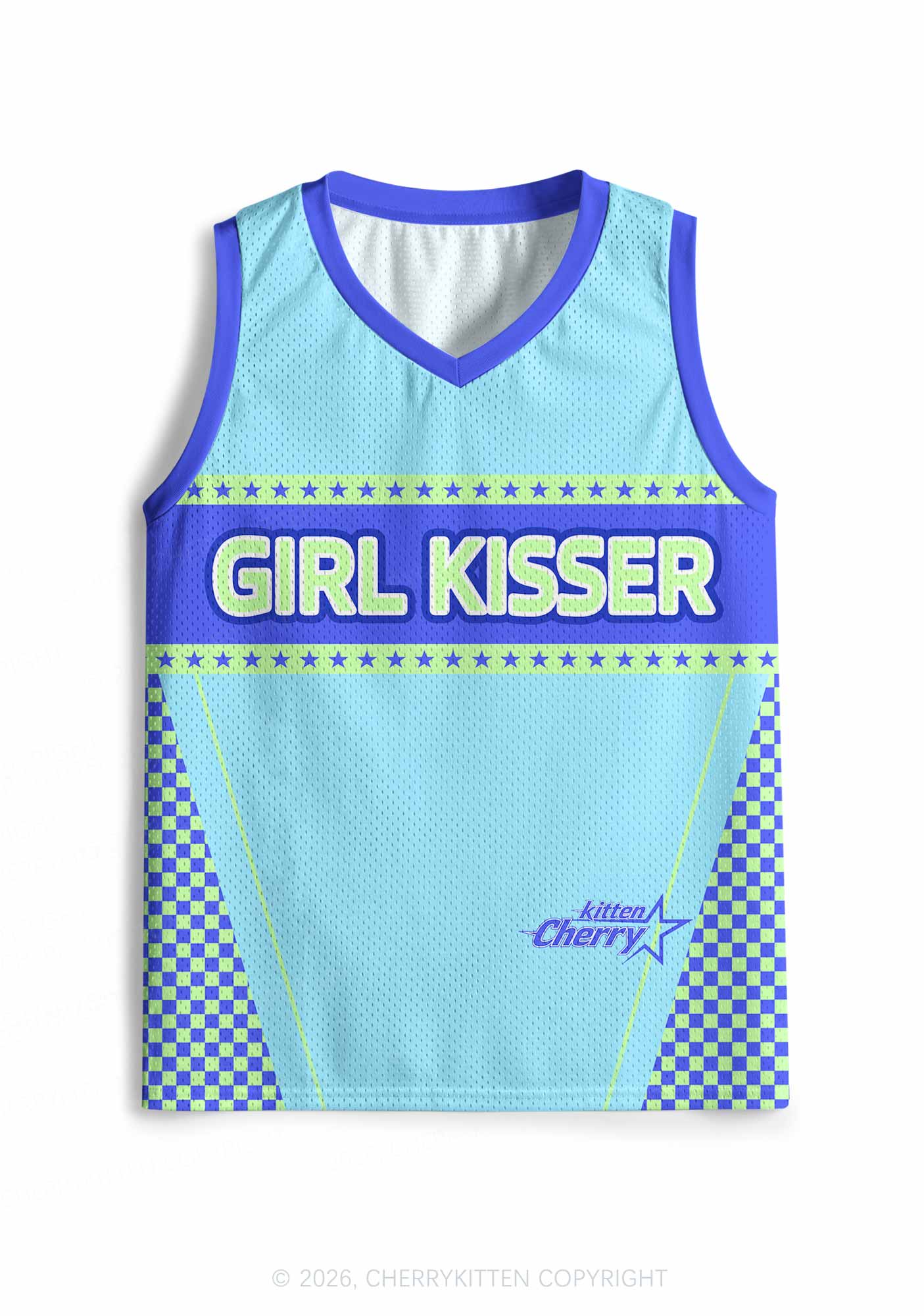 Blue Girl Kisser Pride Y2K Sport Jersey Tank Cherrykitten