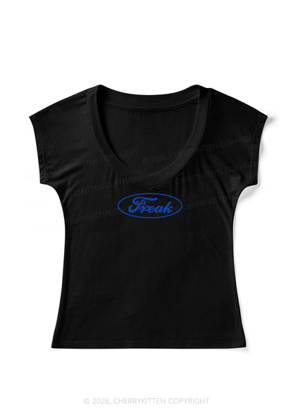 Oval Freak Y2K V Neck T Shirts Cherrykitten