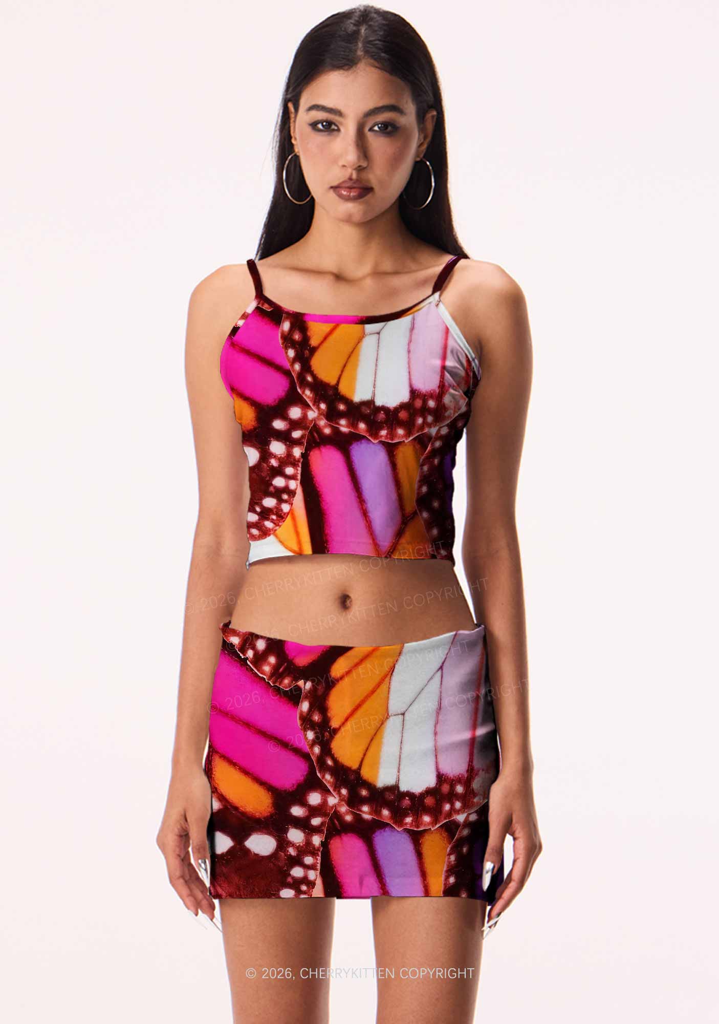 Lesbian Butterfly Wing Pride Y2K Print Mini Skirt Cherrykitten