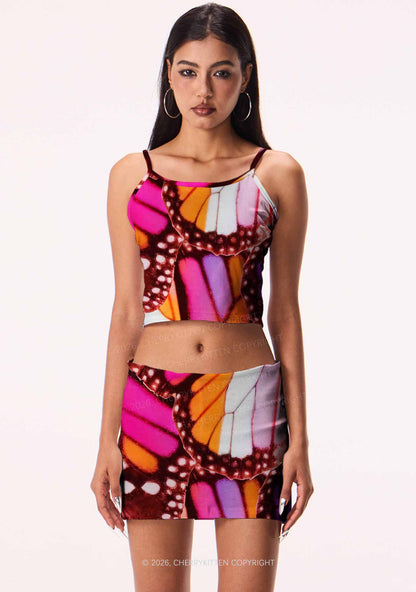 Lesbian Butterfly Wing Pride Y2K Print Mini Skirt Cherrykitten