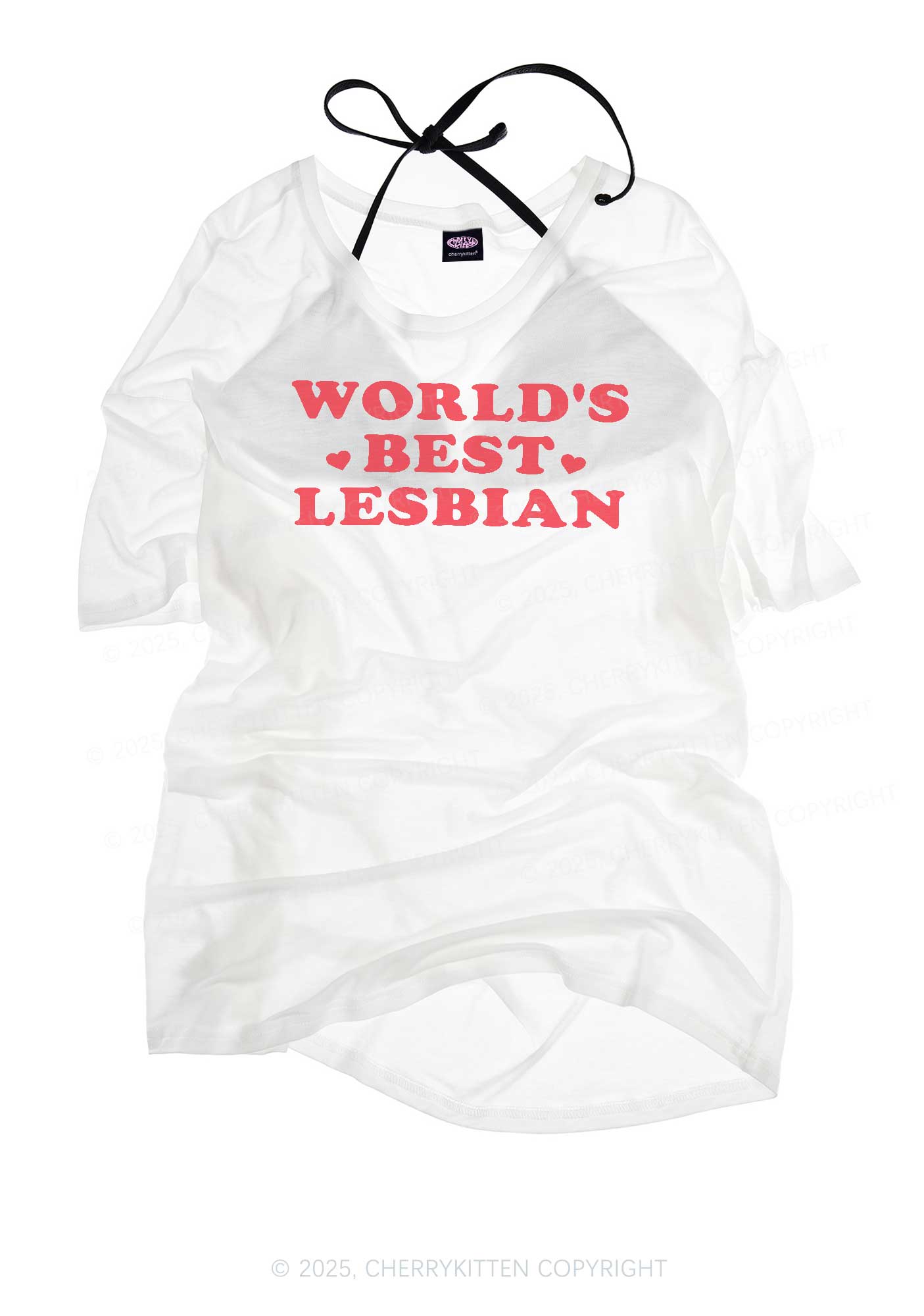 Worlds Best Lesbian Pride Y2K Sheer Boyfriend Tee Cherrykitten