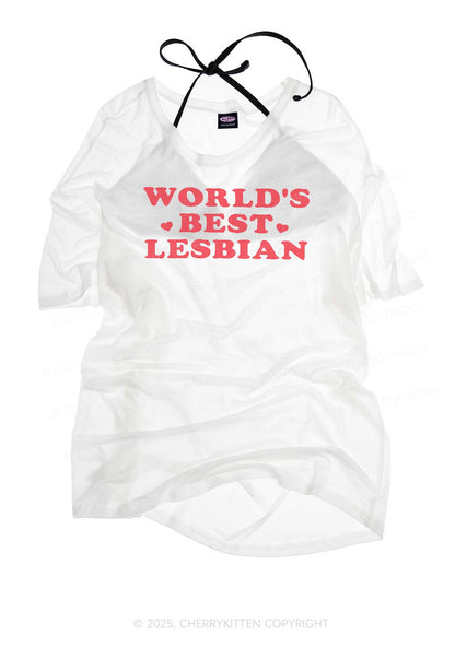 Worlds Best Lesbian Pride Y2K Sheer Boyfriend Tee Cherrykitten