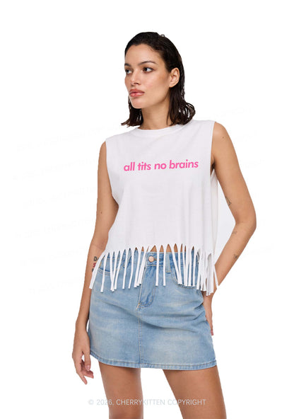 All Txts No Brains Y2K Fringe Tank Top Cherrykitten