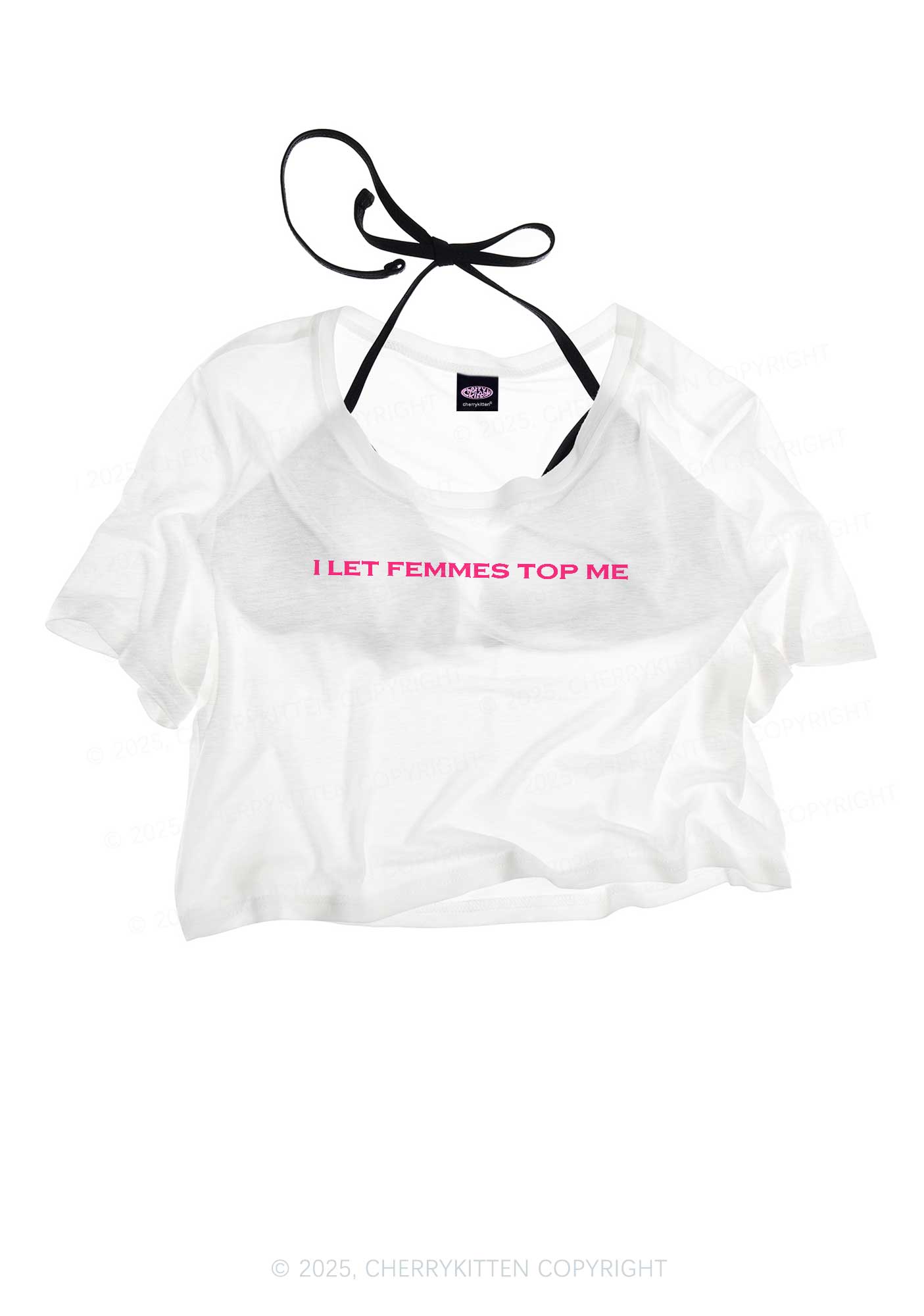 I Let Femmes Top Me Pride Y2K Sheer Crop Tee Cherrykitten