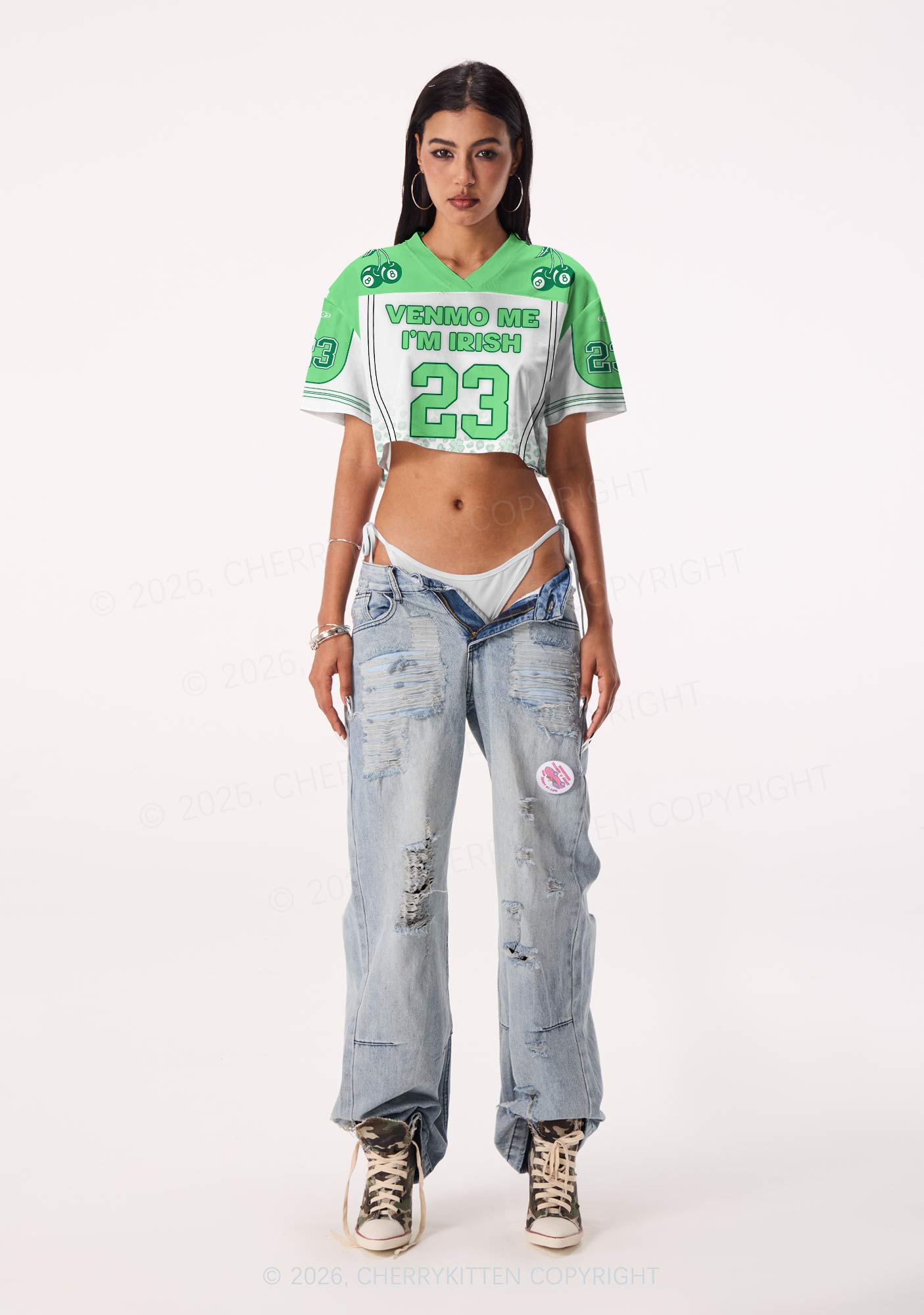 Custom Venmo Me Im Irish St Patricks Y2K Crop Sport Jersey Shirts Cherrykitten