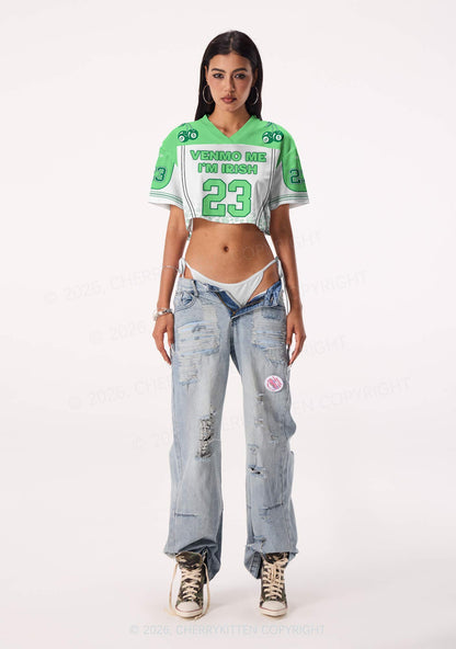 Custom Venmo Me Im Irish St Patricks Y2K Crop Sport Jersey Shirts Cherrykitten