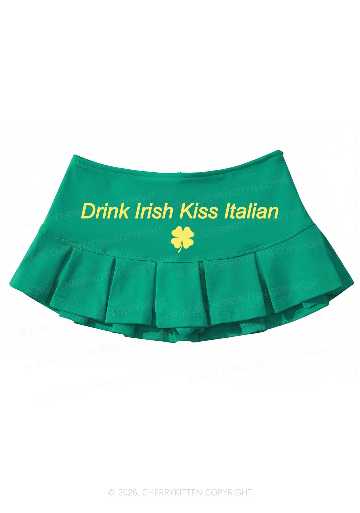 Drink Irish Kiss Italian St Patricks Y2K Mini Pleated Skirts Cherrykitten