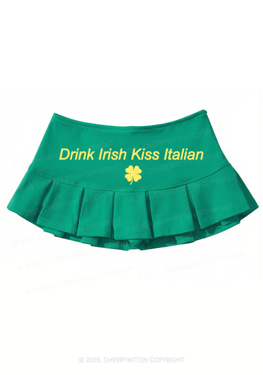 Drink Irish Kiss Italian St Patricks Y2K Mini Pleated Skirts Cherrykitten
