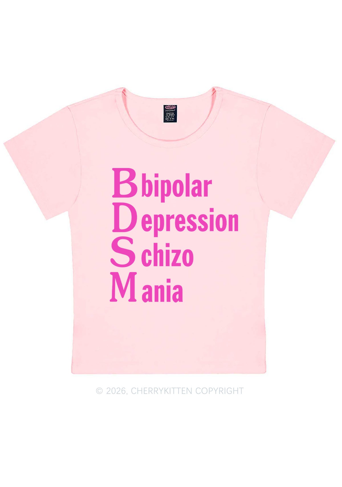 Bipolar Depression Schizo Mania Y2K Baby Tee Cherrykitten