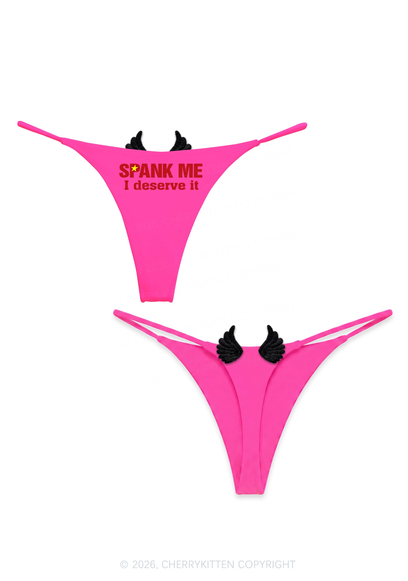 Spank Me Deserve Y2K Goth Angel Wings Bikini String Thong Cherrykitten