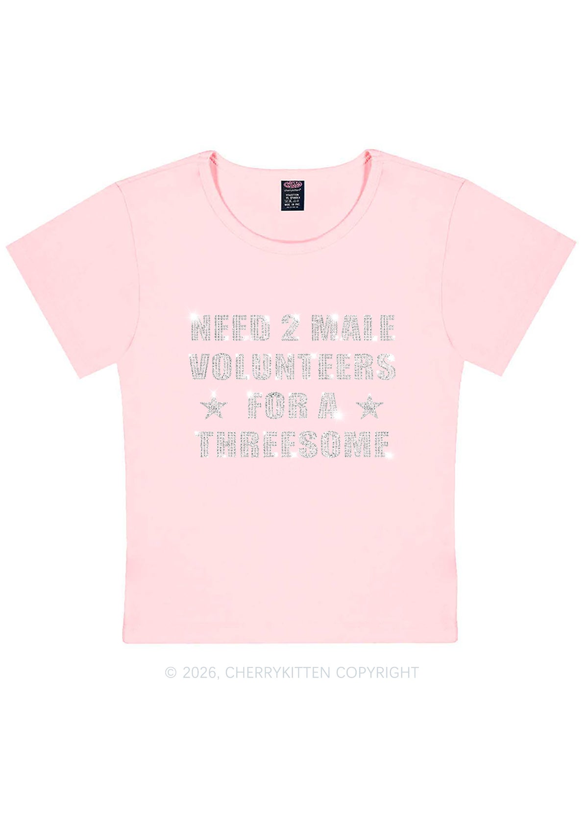 Rhinestone Need Two Male Volunteers Y2K Baby Tee Cherrykitten